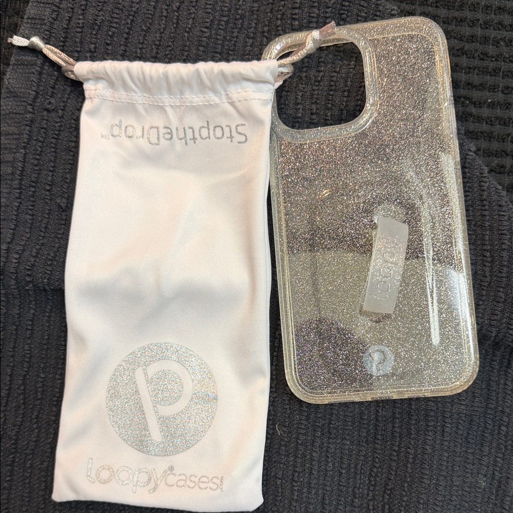 Loopy Case Sparkle Phone Case - Clear Silver Glitter iPhone 15 pro max NWOT